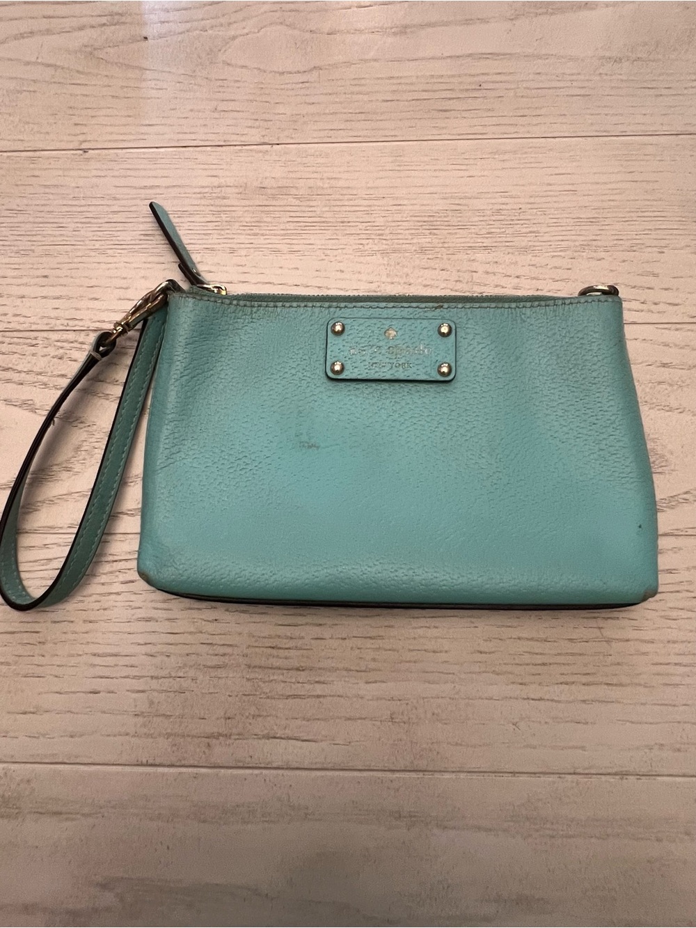 Kate Spade Aqua Leather Wristlet Clutch